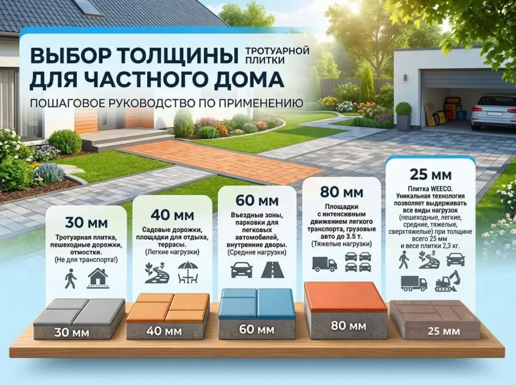 Толщина тротуарной плитки — подбираем по назначению